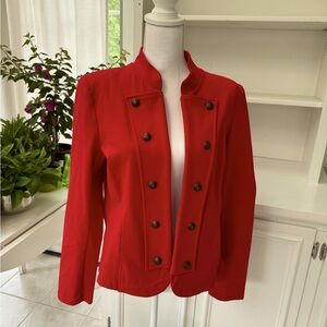 Hilfiger red jacket.